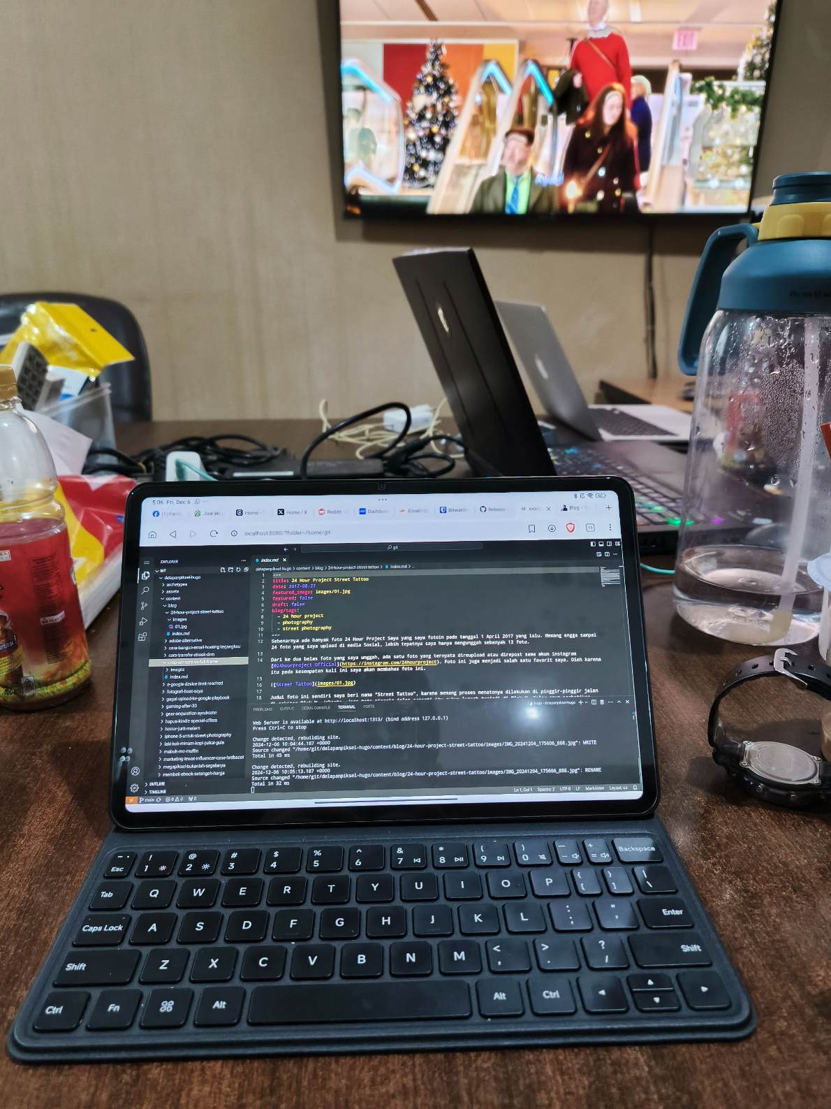 Tampilan code-server di Xiaomi Mipad 6.