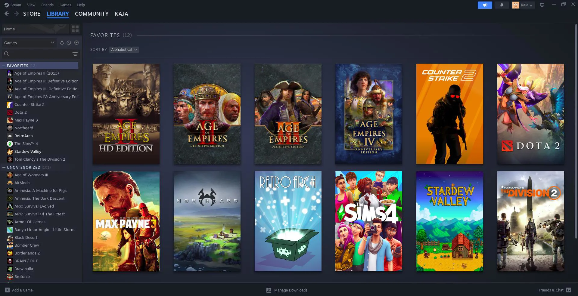 Library Steam dan game yang sering saya mainin